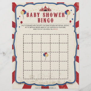 Baby shower Bingo [Circus Theme] Briefhoofd