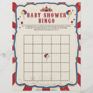 Baby shower Bingo [Circus Theme] Briefhoofd