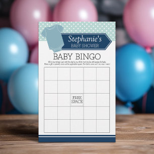 Baby shower Bingo - Cute Boy Polka Dots Game