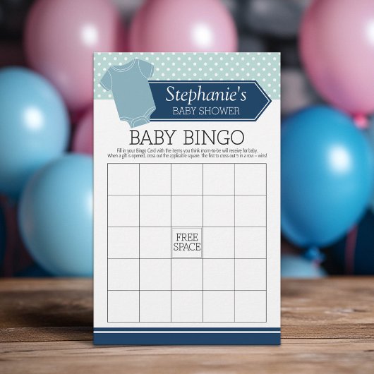 Baby shower Bingo - Cute Boy Polka Dots Game