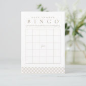 Baby shower bingo cute neutral gingham party card kaart (Staand voorkant)
