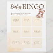 Baby shower bingo de bruine gepersonaliseerde sjab briefhoofd (Voorkant)