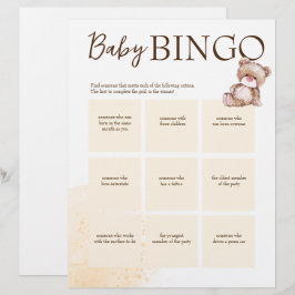 Baby shower bingo de bruine gepersonaliseerde sjab briefhoofd