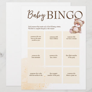 Baby shower bingo de bruine gepersonaliseerde sjab briefhoofd