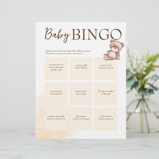 Baby shower bingo de bruine gepersonaliseerde sjab briefhoofd (Staand voorkant)