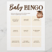 Baby shower bingo de bruine gepersonaliseerde sjab briefhoofd (Voorkant)