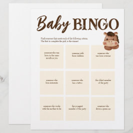 Baby shower bingo de bruine gepersonaliseerde sjab briefhoofd