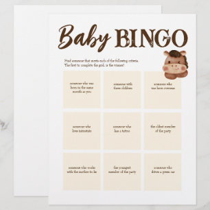 Baby shower bingo de bruine gepersonaliseerde sjab briefhoofd