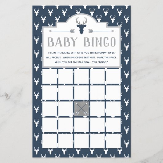 Baby shower Bingo, Deer Baby shower Flyer (Voorkant)