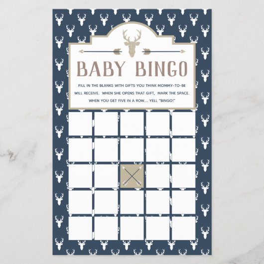Baby shower Bingo, Deer Baby shower Flyer (Voorkant)