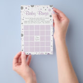 Baby shower Bingo, Faux Confetti, Paars, Zilver Flyer (Hand)