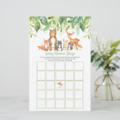 Baby shower Bingo Game Activity Woodland Animals (Staand voorkant)