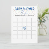 Baby shower Bingo Game Blauwe Uitnodiging (Staand voorkant)