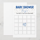 Baby shower Bingo Game Blauwe Uitnodiging (Voorkant / Achterkant)