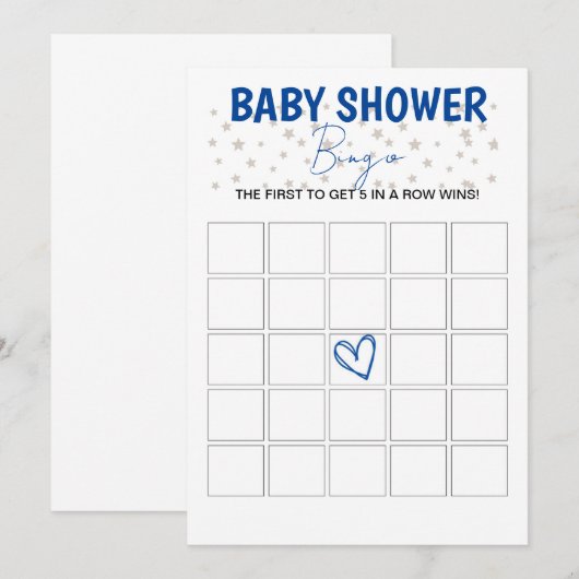 Baby shower Bingo Game Blauwe Uitnodiging (Voorkant / Achterkant)