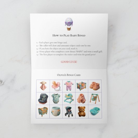 Baby Shower Bingo Game Board9. Fun Party Feestdagen Kaart (Binnen)