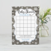 baby shower Bingo Game Card Little Snowflake Blue Kaart (Staand voorkant)