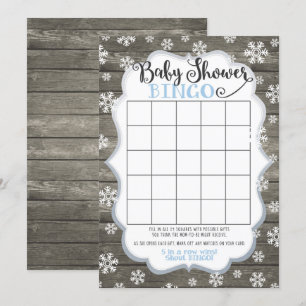 baby shower Bingo Game Card Little Snowflake Blue Kaart