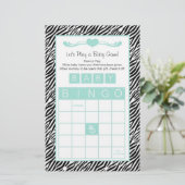 Baby shower Bingo Game Chic Aqua Mint Zebra (Staand voorkant)