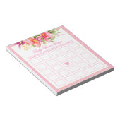 Baby shower Bingo Game Chic Flowers Bouquet Roze Notitieblok (Schuin)