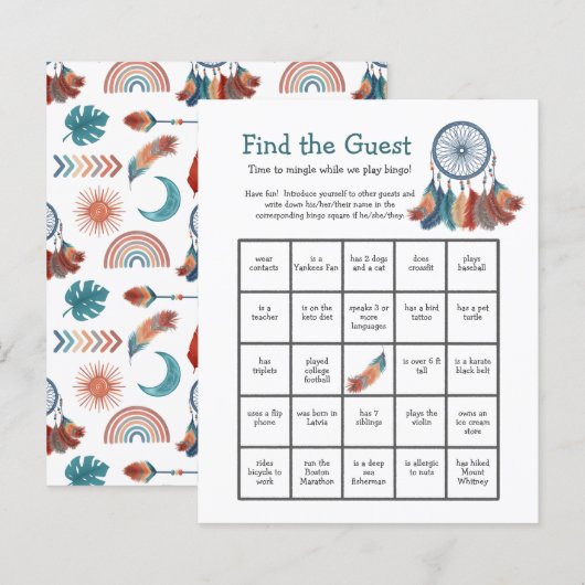 Baby shower Bingo Game Dreamweaver vindt de gast (Voorkant / Achterkant)