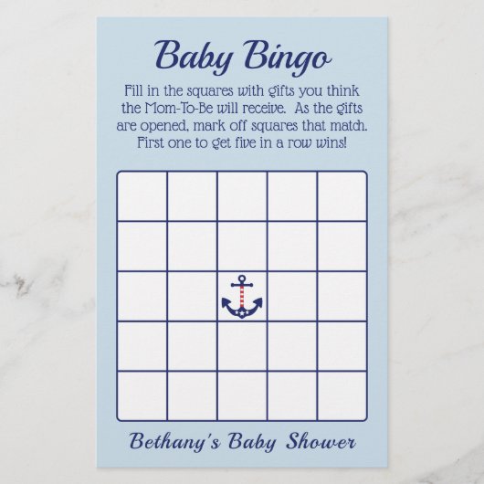 Baby shower Bingo Game Flyer (Voorkant)
