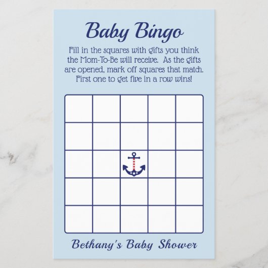 Baby shower Bingo Game Flyer (Voorkant)