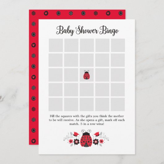 Baby shower Bingo Game Kaart (Voorkant / Achterkant)