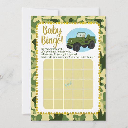 Baby shower Bingo Game Kaart (Voorkant)