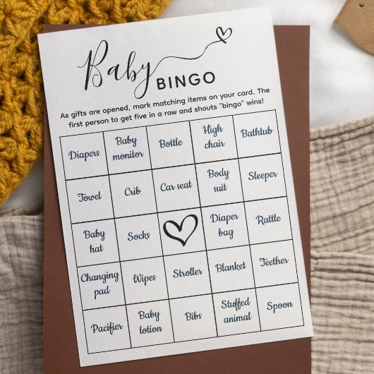 Baby shower Bingo Game Kaart