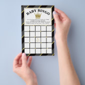 Baby shower Bingo Game, Prince, Black en Gold Flyer (Hand)