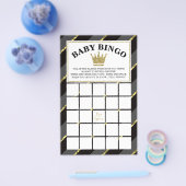 Baby shower Bingo Game, Prince, Black en Gold Flyer (Enkel)
