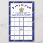 Baby shower Bingo Game, Prince, Blue en Gold Flyer (Voorkant)