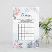Baby shower Bingo Game Snowflakes Winter Floral (Staand voorkant)