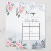 Baby shower Bingo Game Snowflakes Winter Floral (Voorkant / Achterkant)