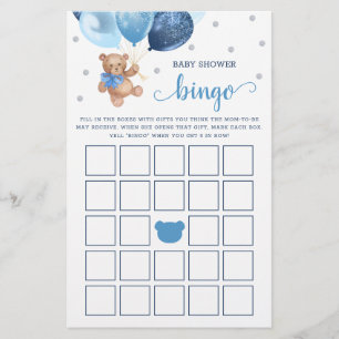 Baby shower Bingo Game Teddy Bear