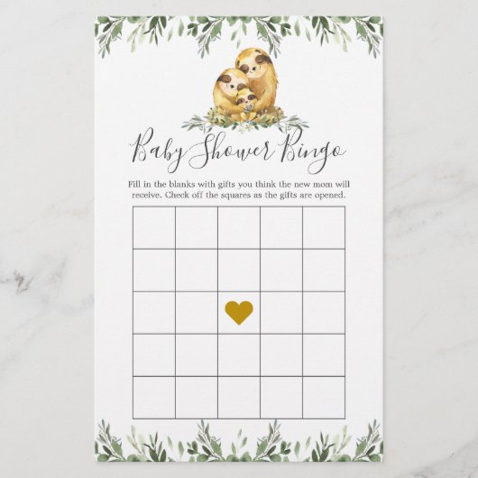 Baby shower Bingo Game uit Slotfamilie (Voorkant)