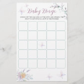 Baby shower Bingo game Waterverf Butterfly Flower  (Voorkant)