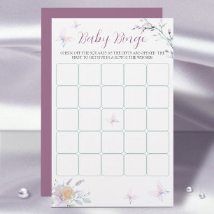Baby shower Bingo game Waterverf Butterfly Flower
