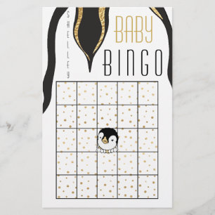 Baby shower BINGO "Gold Penguin" Flyer
