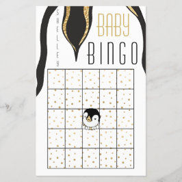 Baby shower BINGO "Gold Penguin" Flyer