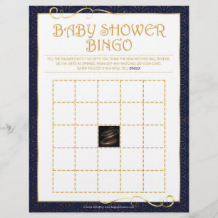 Baby shower Bingo [Golden Blue] Briefhoofd