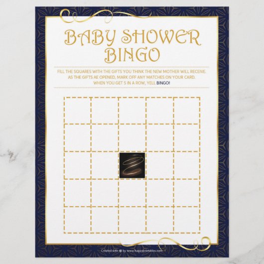 Baby shower Bingo [Golden Blue] Briefhoofd (Voorkant)