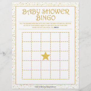 Baby shower Bingo [Golden Sparkles] Briefhoofd