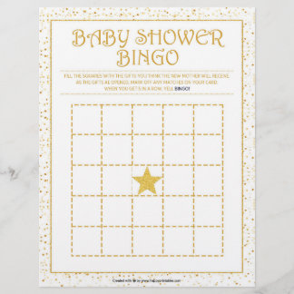 Baby shower Bingo [Golden Sparkles] Briefhoofd