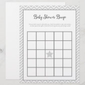Baby shower Bingo Gray Chevron (Voorkant / Achterkant)