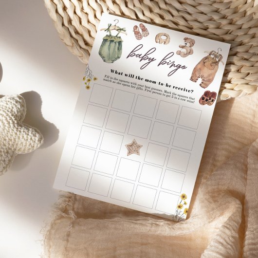 Baby shower Bingo herfst boho Kaart