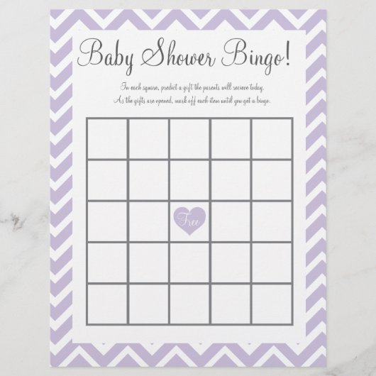 Baby shower bingo in lavender (Voorkant)