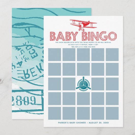 Baby shower Bingo Kaart (Voorkant / Achterkant)