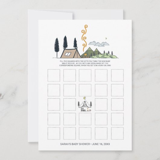 Baby shower Bingo Kaart | Avontuur begint (Voorkant)